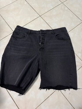 Black Button-Fly Denim Shorts